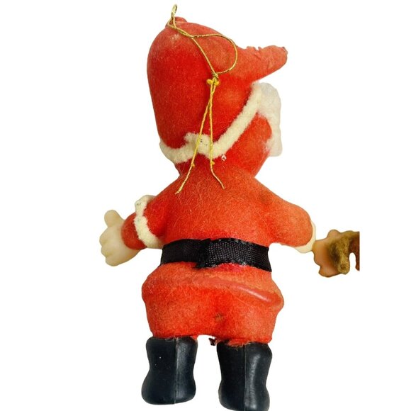 Dopey And Doc Santa Red Flocked Disney Christmas Collectible Ornament Vintage - Picture 7 of 14